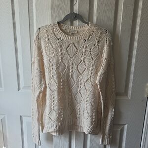 LOFT Cream Diamond Knit Women's Sweater